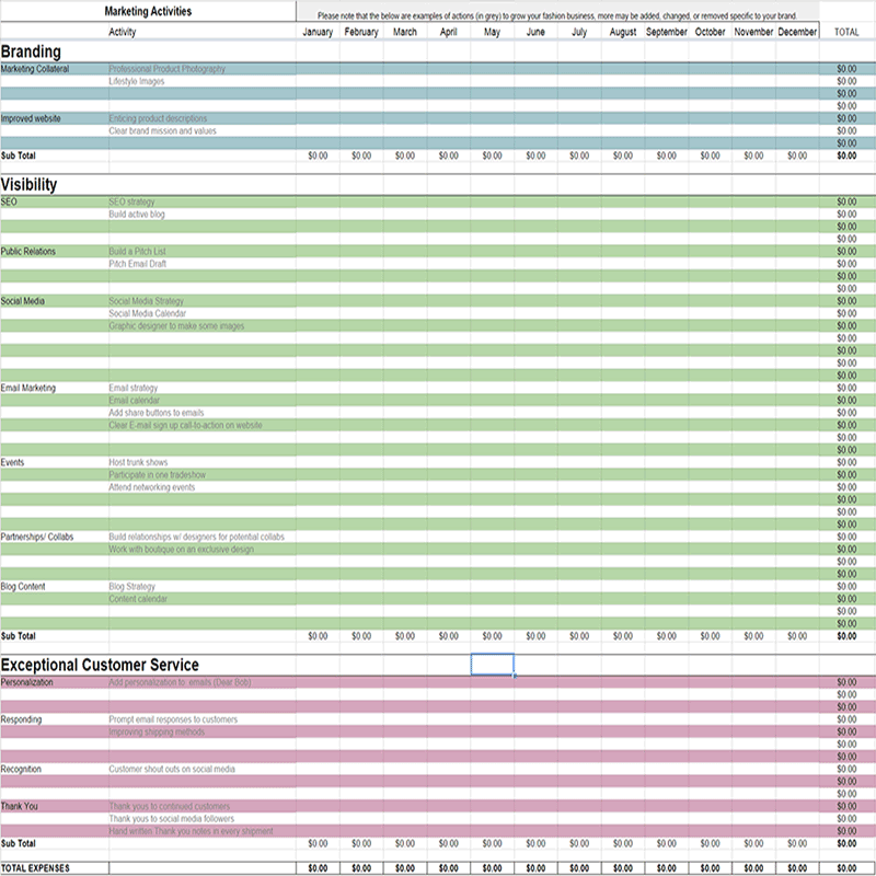 marketing budget template fashion business marketing budget template and plan marketing budget template fashion business marketing budget template and plan